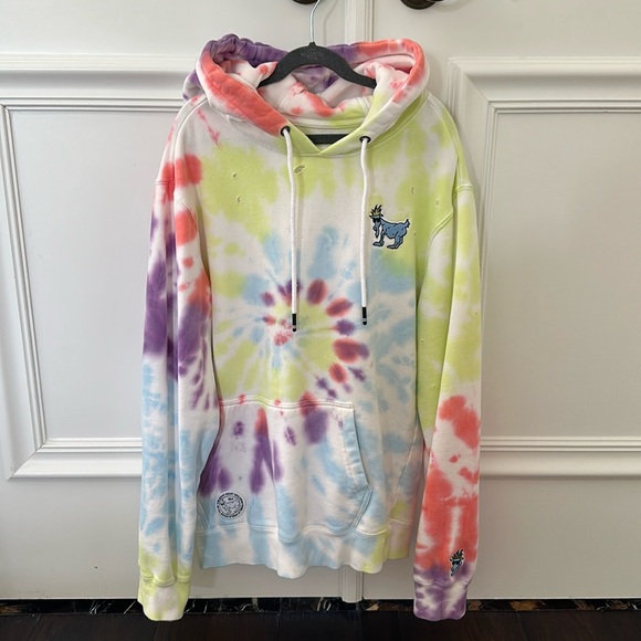 GOAT USA “TIE-DYE” “Distressed” Hooded SWEATSHIRT XSMALL “SOLD OUT” on GOATUSA - Picture 1 of 7